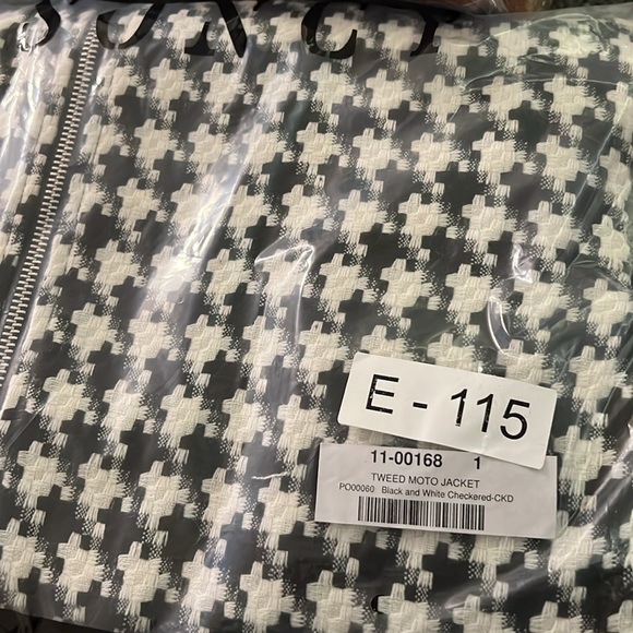 NWT-SONCY houndstooth frayed faux leather jacket - Picture 5 of 8